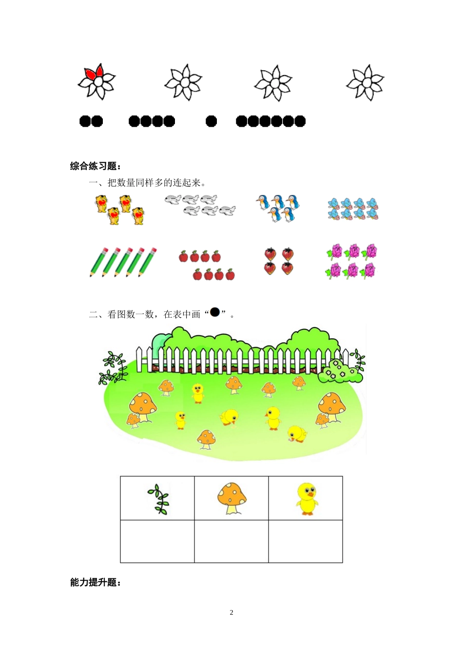 X05小学数学一年级3单元学习评价示例：小学数学一年级上册第一单元2案例解析1单元各课分层作业及设计初衷_第2页
