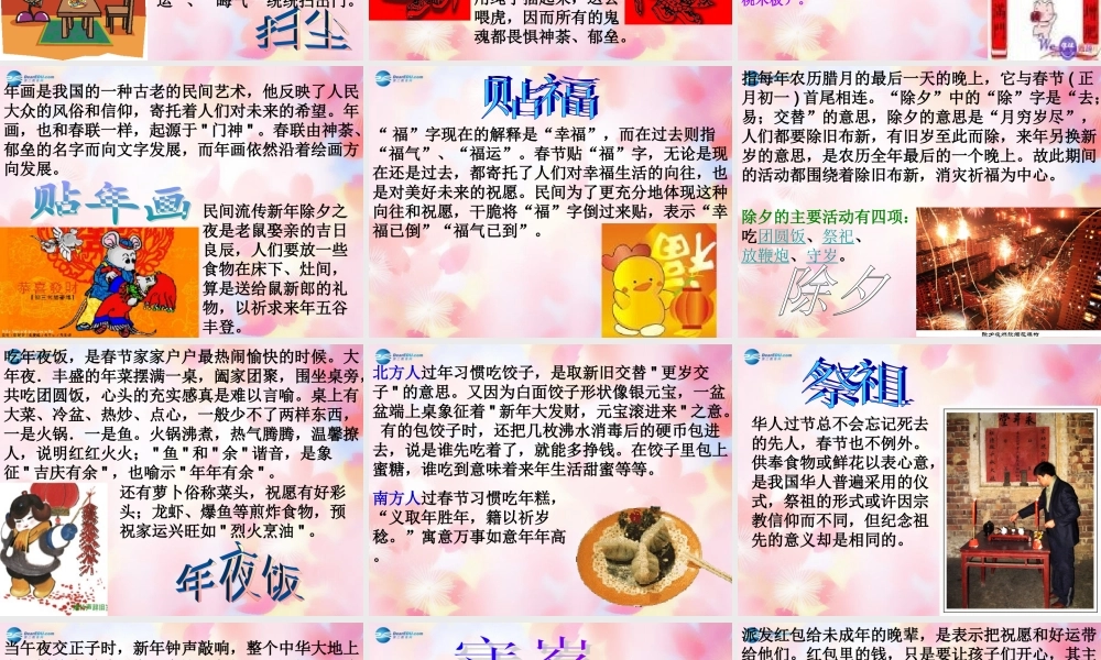 中学主题班会 节日祝福(传统春节习俗)课件