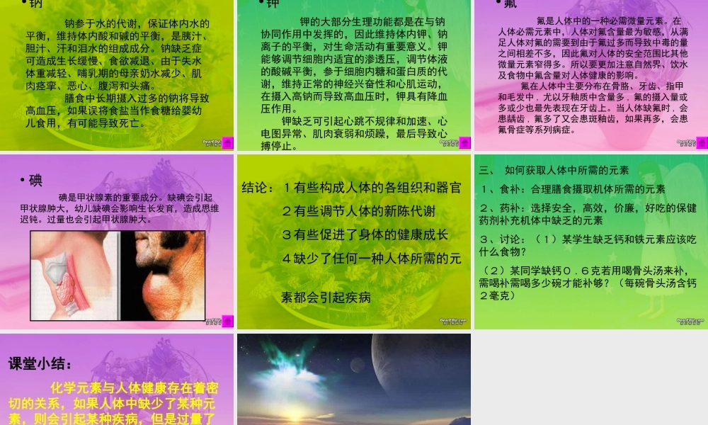 新疆地区初三化学教学课件化学元素与人体健康 新课标1 课件