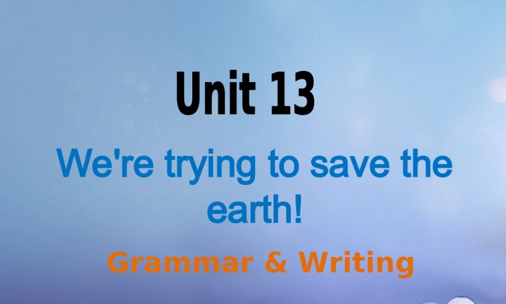 九年级英语全册 Unit 13 We re trying to save the earth Grammar  Writing课件 (新版)人教新目标版 课件