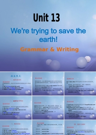 九年级英语全册 Unit 13 We re trying to save the earth Grammar  Writing课件 (新版)人教新目标版 课件