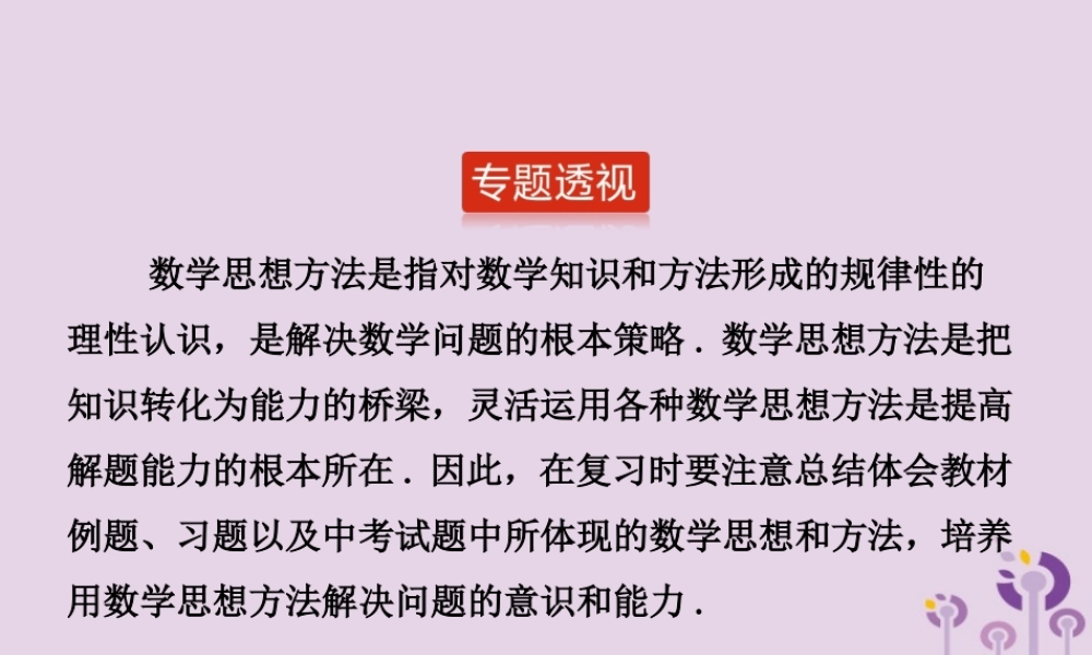 中考数学二轮复习 专题4 数学思想方法课件