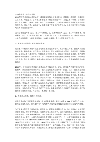 2010年企业工作年终总结