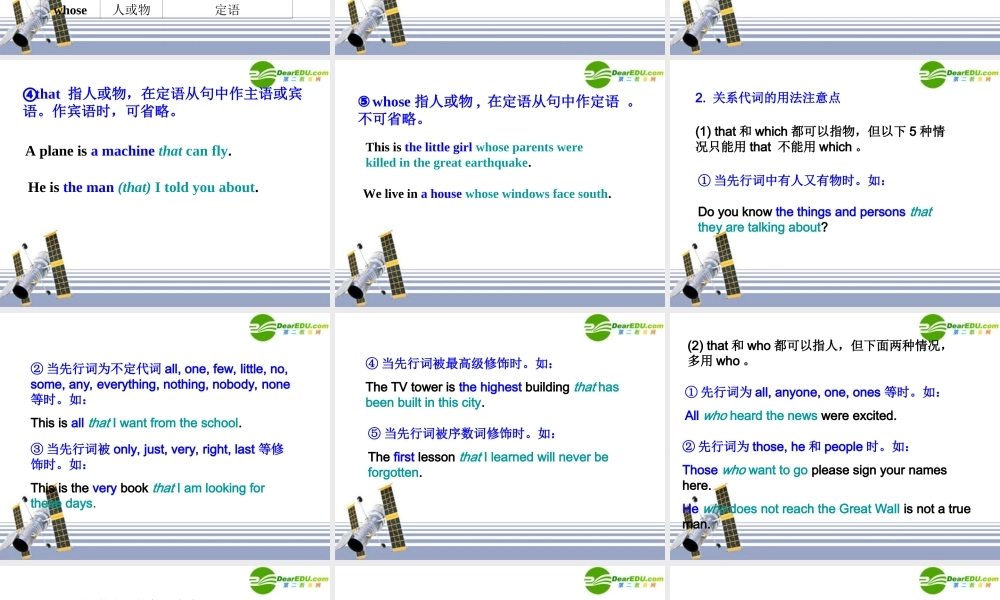 届高考英语 定语从句复习课件 新人教版 课件