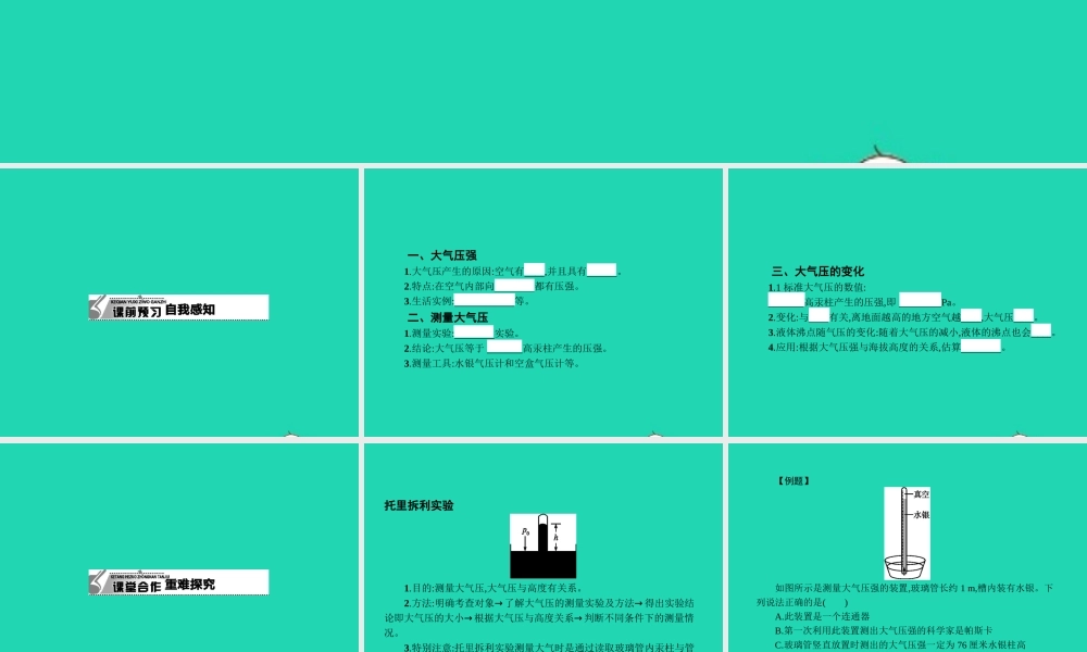 八年级物理下册 9.3 大气压强课件 (新版)新人教版 课件