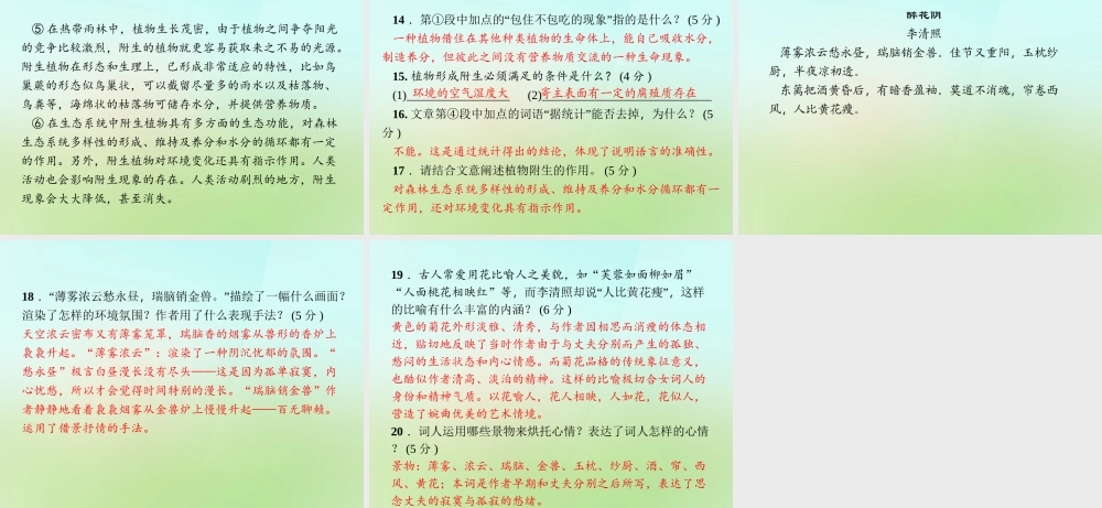 八年级语文上册 第五单元 17.花儿为什么这样红习题课件 语文版 课件