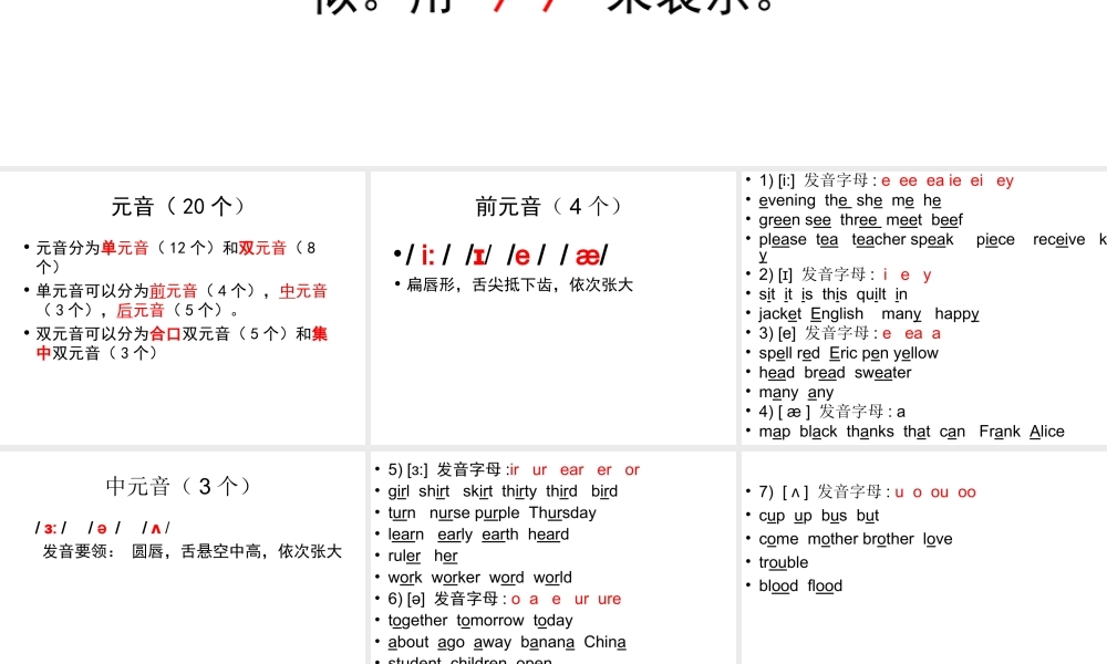 【元音】新目标七年级音标教学