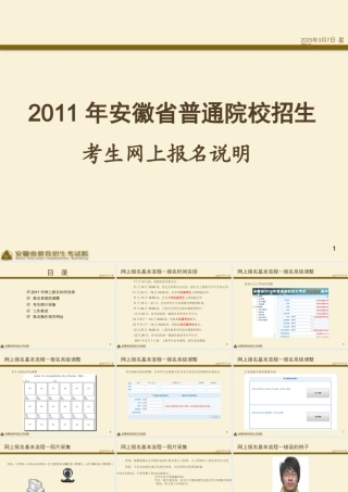 2011年安徽省普通院校招生考生网上报名说明-PPT