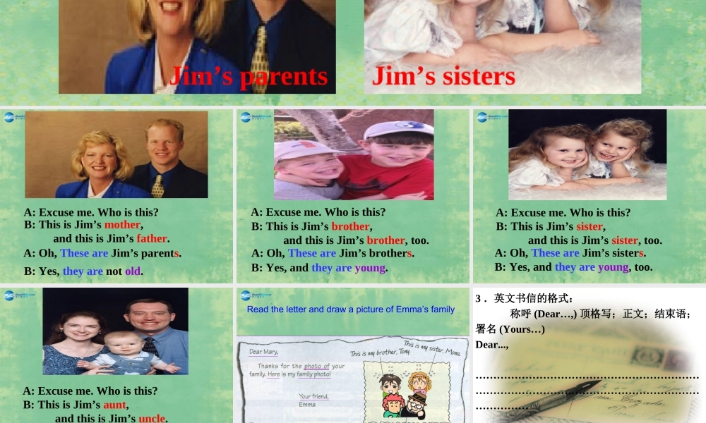 中学七年级英语上册 Unit 2 This is my sister(第4课时)课件 (新版)人教新目标版 课件