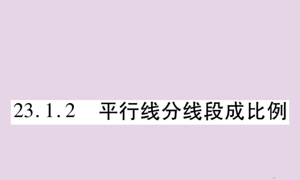 九年级数学上册 第23章 图形的相似 231 成比例线段 2312 平行线分线段成比例习题课件 (新版)华东师大版 课件