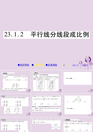 九年级数学上册 第23章 图形的相似 231 成比例线段 2312 平行线分线段成比例习题课件 (新版)华东师大版 课件