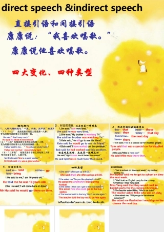 九年级英语全上直接引语变间接引语的课件外研版 课件