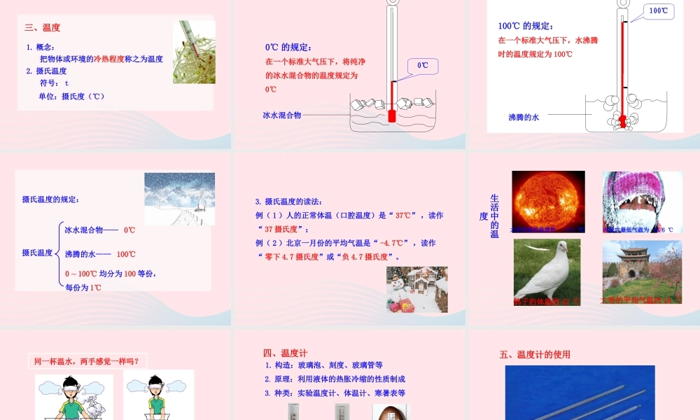 九年级物理全册 第十二章 第一节 温度与温度计课件 (新版)沪科版 九年级物理全册 第十二章 第一节 温度与温度计课件+素材(新版)沪科版