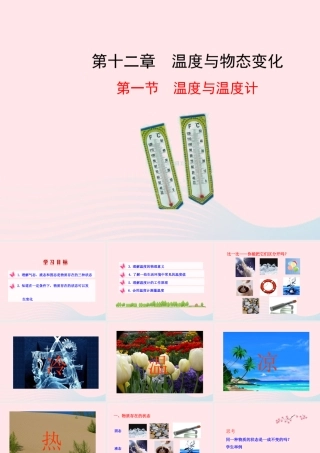 九年级物理全册 第十二章 第一节 温度与温度计课件 (新版)沪科版 九年级物理全册 第十二章 第一节 温度与温度计课件+素材(新版)沪科版