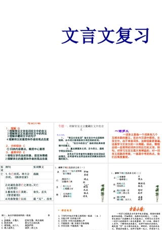届高考语文第一轮知识点专题复习(文言文复习)课件