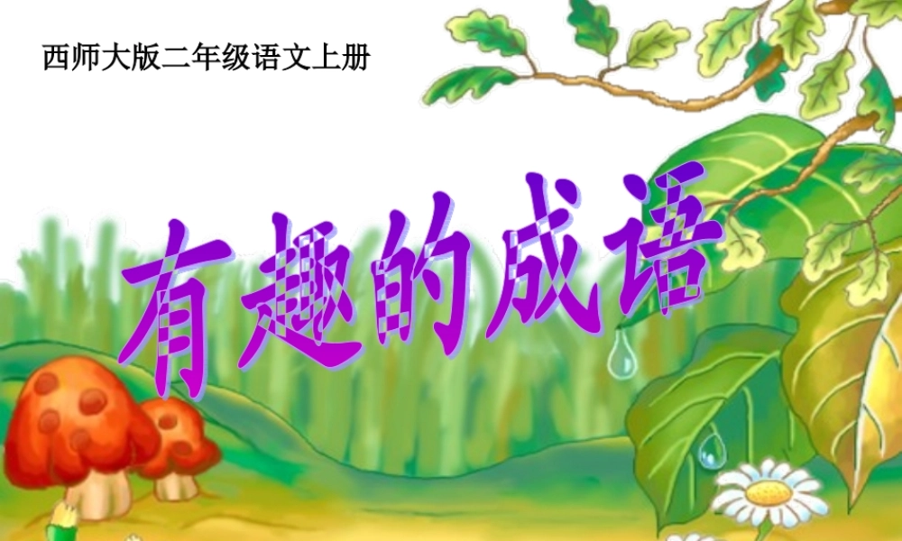 西师版二年级语文上册有趣的成语PPT优质课公开课课件