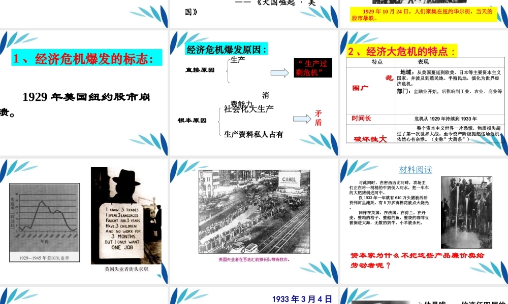 九年级历史下册 第四课经济大危机教学课件 人教新课标版 课件