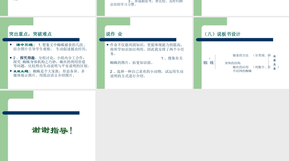 七年级语文下册 第四单元(蜘蛛)课件 冀教河大版 课件