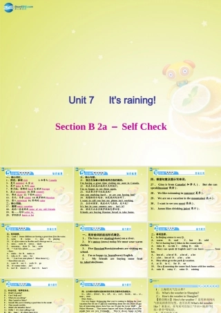 七年级英语下册 Unit 7 It s raining！Section B 2a－Self Check(预习导航+堂堂清+日日清)课件 (新版)人教新目标版 课件