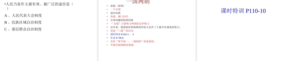 九年级政治 第一单元初级阶段的社会主义复习课件 粤教版 课件