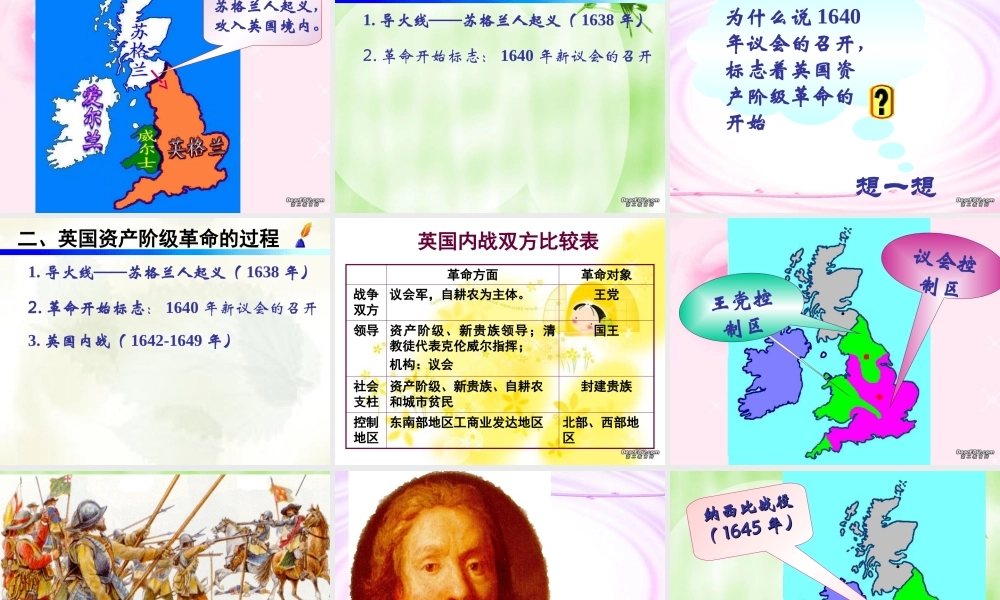 九年级历史英国资产阶级革命 新课标 人教版 课件