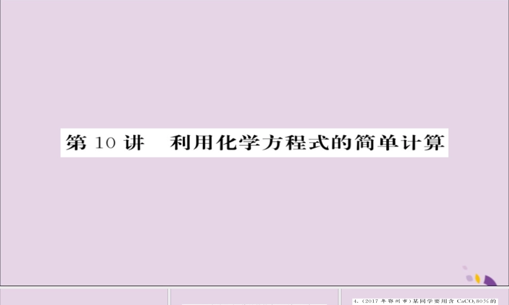 中考化学总复习 第一轮复习 系统梳理 夯基固本 第10讲 利用化学方程式的简单计算练习课件