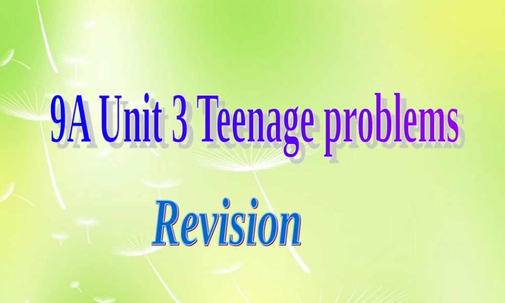 九年级英语上册 Unit 3 Teenage problems复习课件 (新版)牛津版 课件