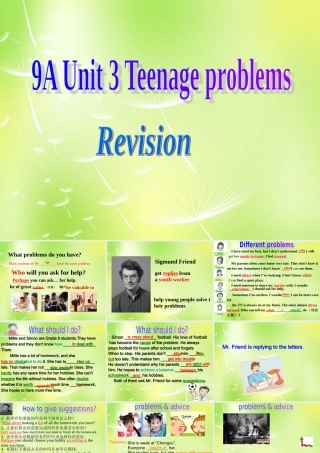 九年级英语上册 Unit 3 Teenage problems复习课件 (新版)牛津版 课件