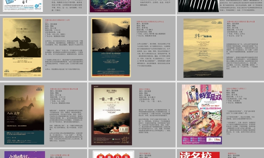 2010上半年重庆地产平面广告整理：由重庆日报收集-整理的整个重庆市的报广-最难能可贵的是-还有评论和分析