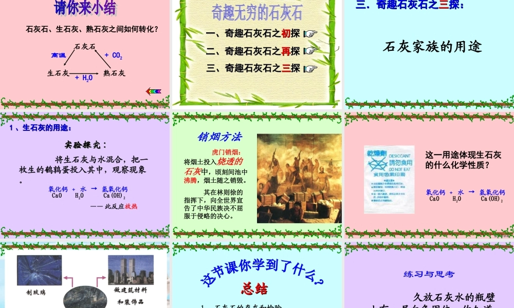 初三化学石灰石的利用课件 上教版 课件