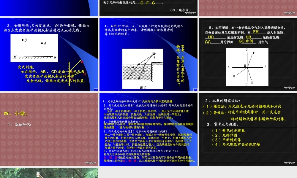 北师大版初三物理光现象 课件