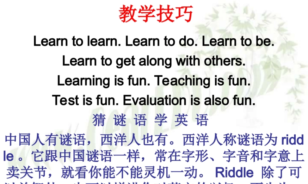 新课标英语教学技巧 课件