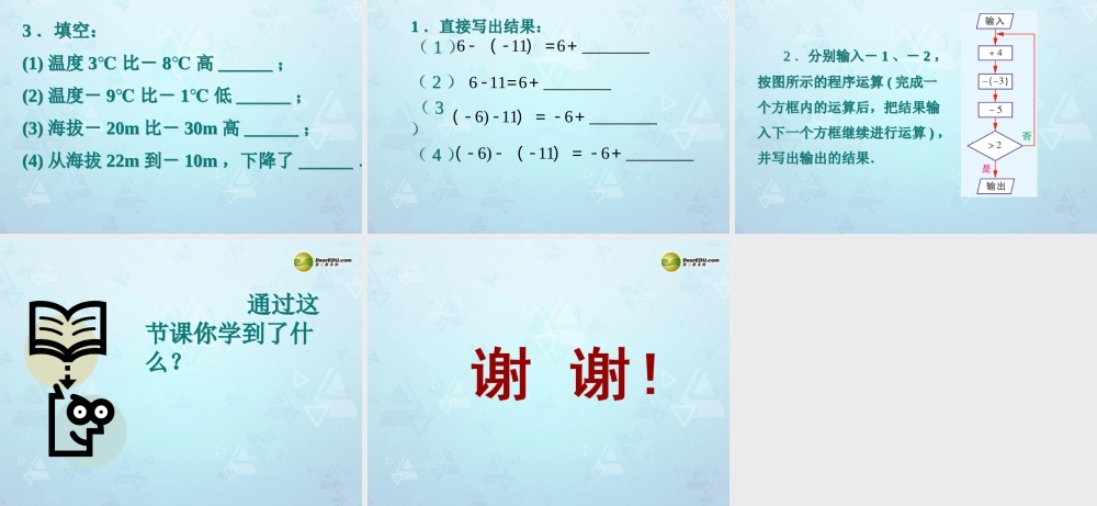 中学七年级数学上册 2.5 有理数的加法与减法课件(2) (新版)苏科版 课件