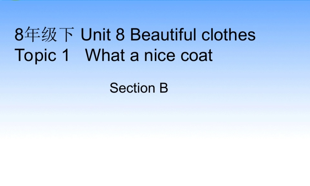 八年级英语下册 Unit8 Beautiful Clothes Topic 1 Section B课件 仁爱版 课件