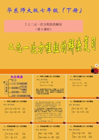 七年级数学下册 7.2  二元一次方程组的解法(5)课件 华东师大版 课件