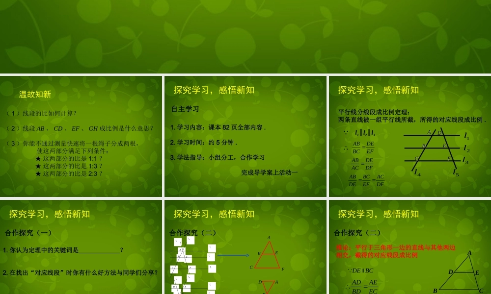 九年级数学上册 42 平行线分线段成比例课件 (新版)北师大版 课件