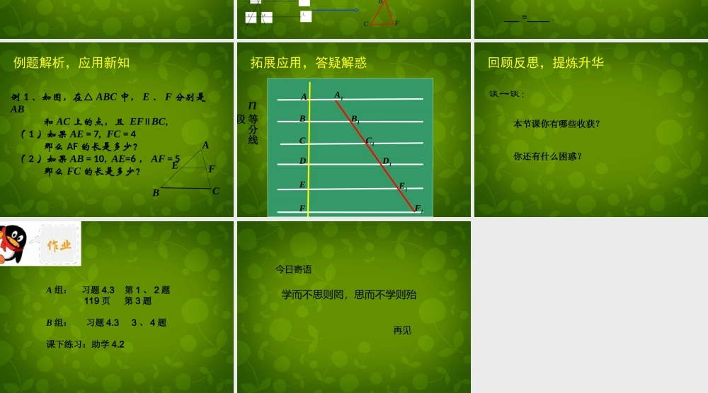九年级数学上册 42 平行线分线段成比例课件 (新版)北师大版 课件
