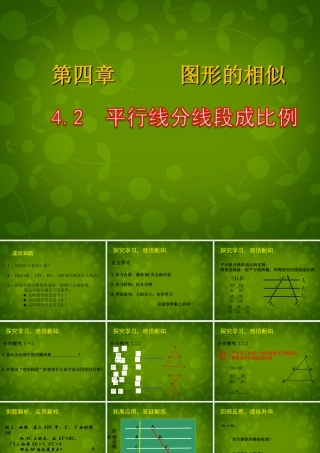 九年级数学上册 42 平行线分线段成比例课件 (新版)北师大版 课件