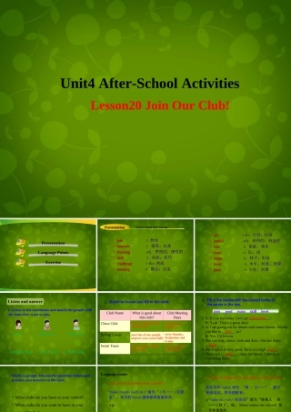 七年级英语下册 Unit 4 After School Activities Lesson oin Our Club课件 (新版)冀教版 课件