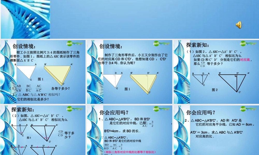 八年级数学下册 4.8相似多边形的性质(1)课件 北师大版 课件