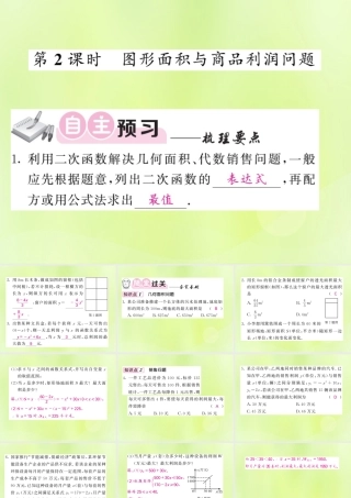 九年级数学下册 第1章 二次函数 15 二次函数的应用 第2课时 圆形面积与商品利润问题习题课件 (新版)湘教版 课件