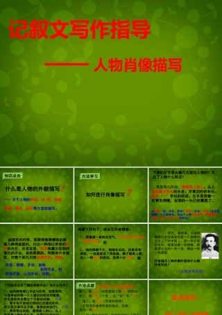 七年级语文下册(第一单元 写作 记叙文写作指导—人物肖像描写)课件 (新版)苏教版 课件