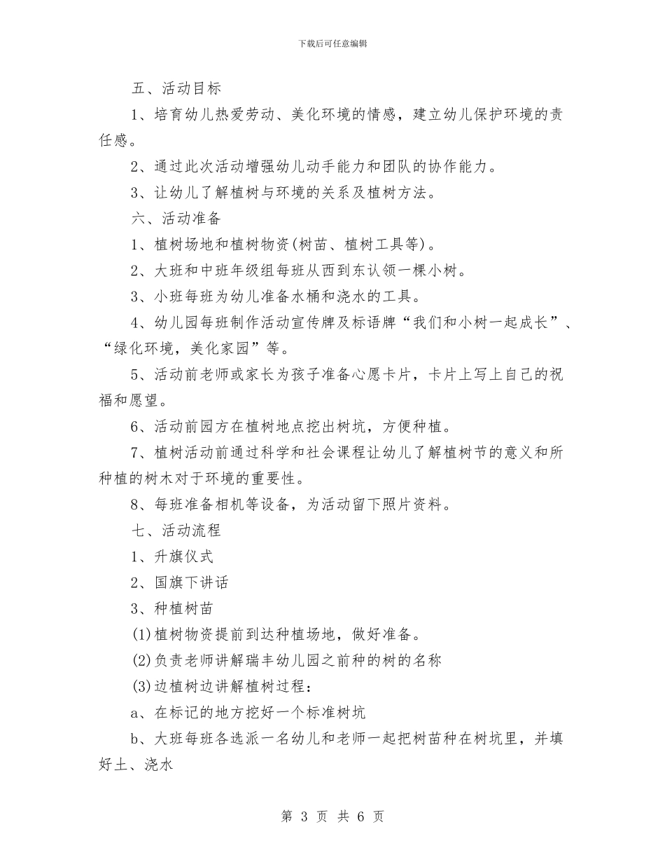 幼儿园植树节活动策划方案3篇与幼儿园欢庆六一祝辞汇编_第3页
