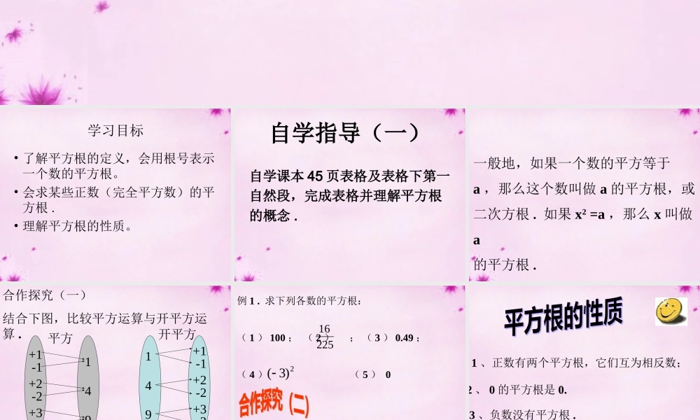 中学七年级数学下册 6.1(平方根)课件 (新版)新人教版 课件