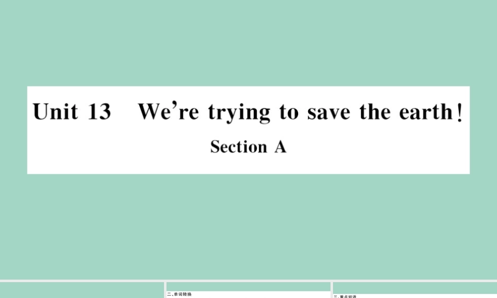 九年级英语全册 Unit 13 We re trying to save the earth Section A作业课件 (新版)人教新目标版 课件