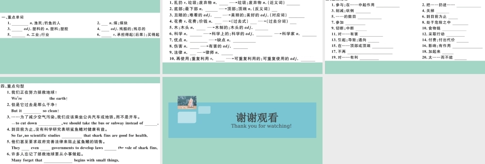 九年级英语全册 Unit 13 We re trying to save the earth Section A作业课件 (新版)人教新目标版 课件