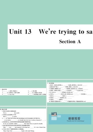 九年级英语全册 Unit 13 We re trying to save the earth Section A作业课件 (新版)人教新目标版 课件