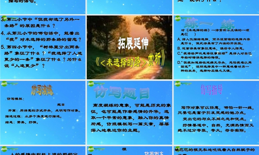 七年级语文下册 (未选择的路)课件 人教新课标版 课件