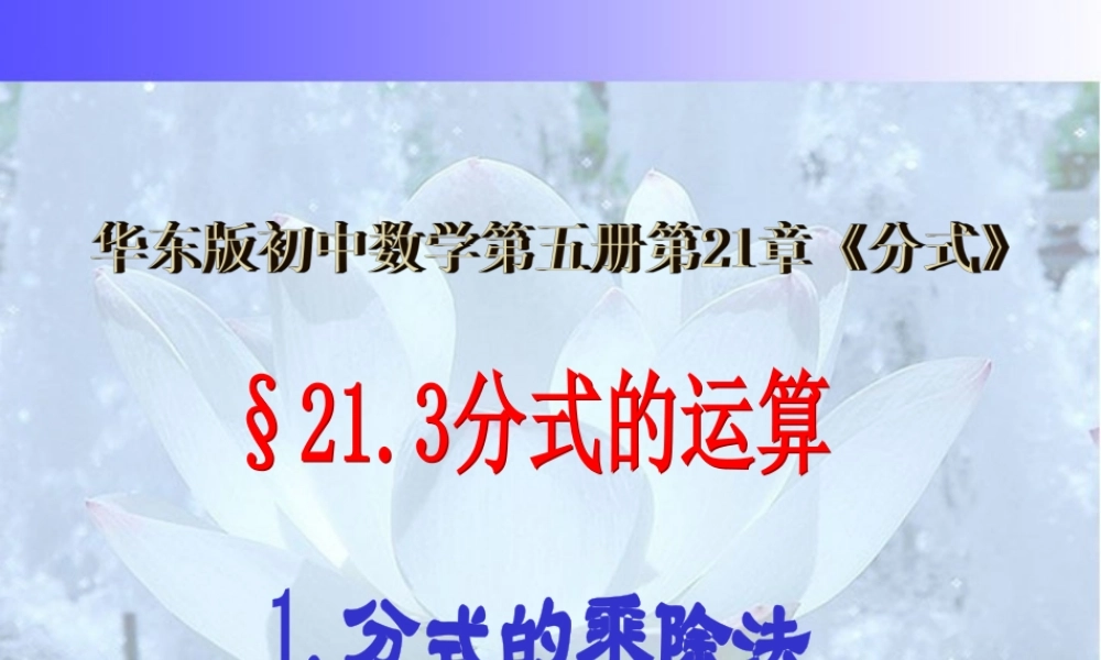 分式的乘除法 华东师大版 课件