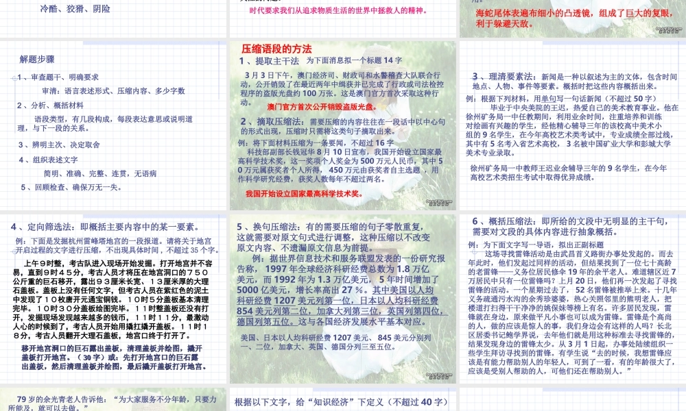 压缩语段高考语文课件 新课标 人教版 课件